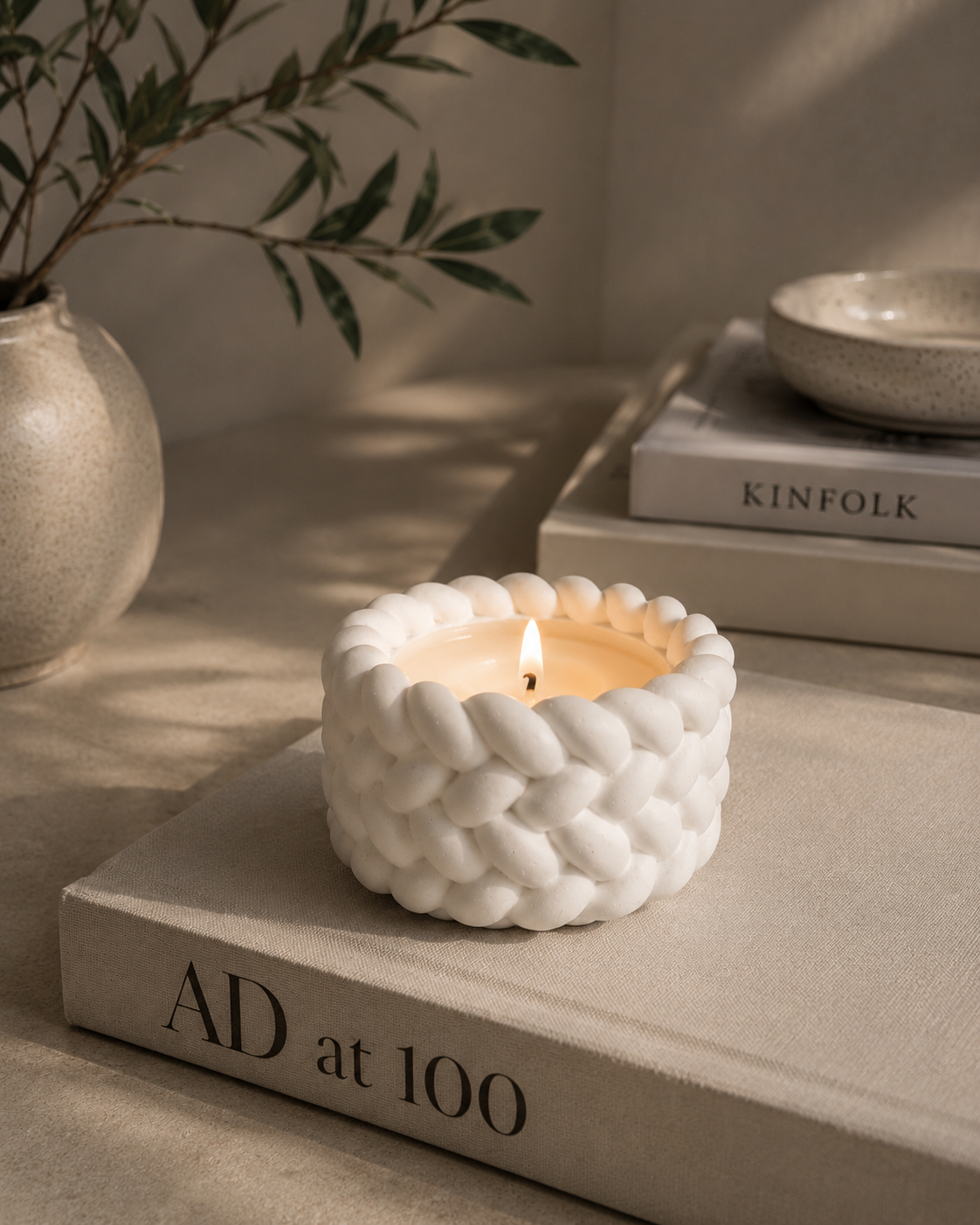 Cloud Woven Vessel handmade candle